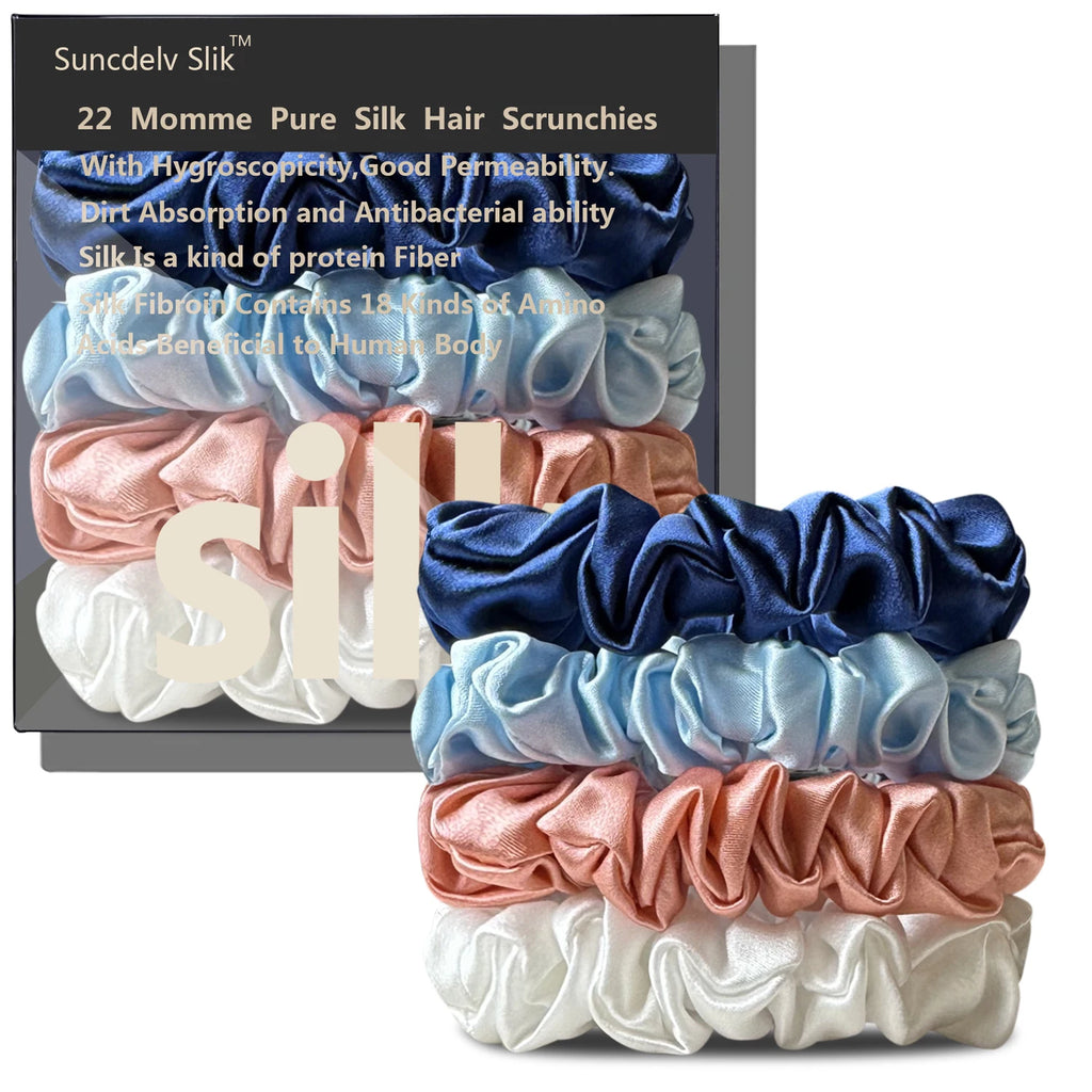 100% Silk Scrunchies – Set of 4