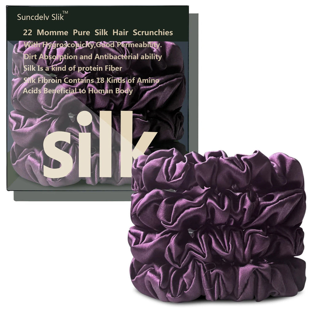 100% Silk Scrunchies – Set of 4
