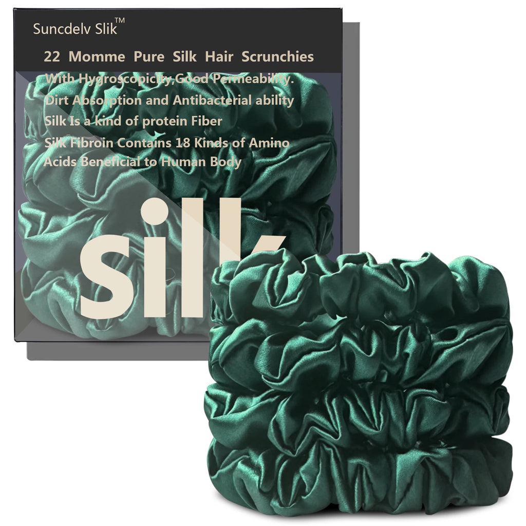 100% Silk Scrunchies – Set of 4