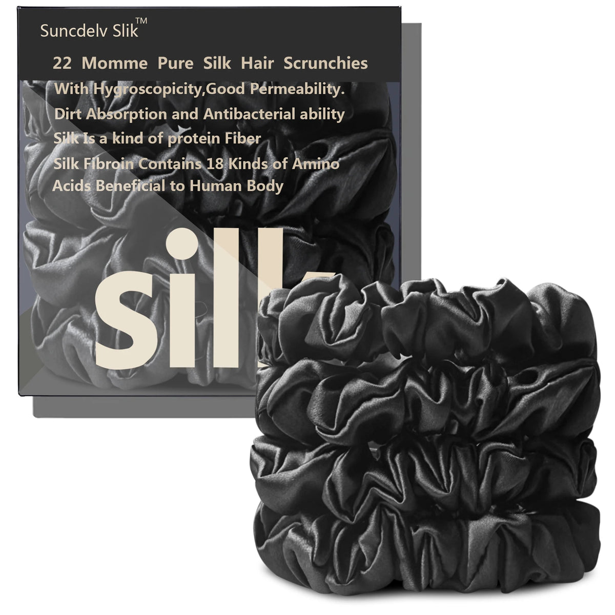 100% Silk Scrunchies – Set of 4