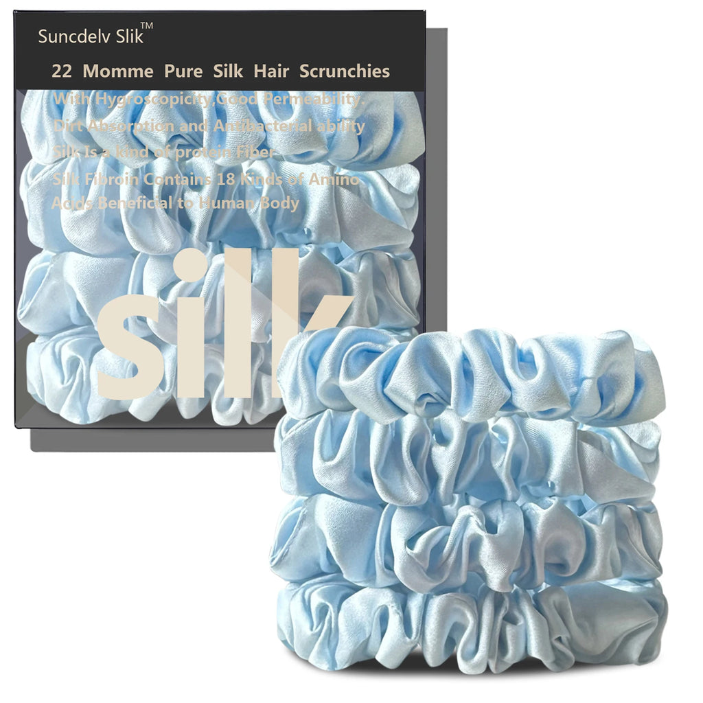 100% Silk Scrunchies – Set of 4