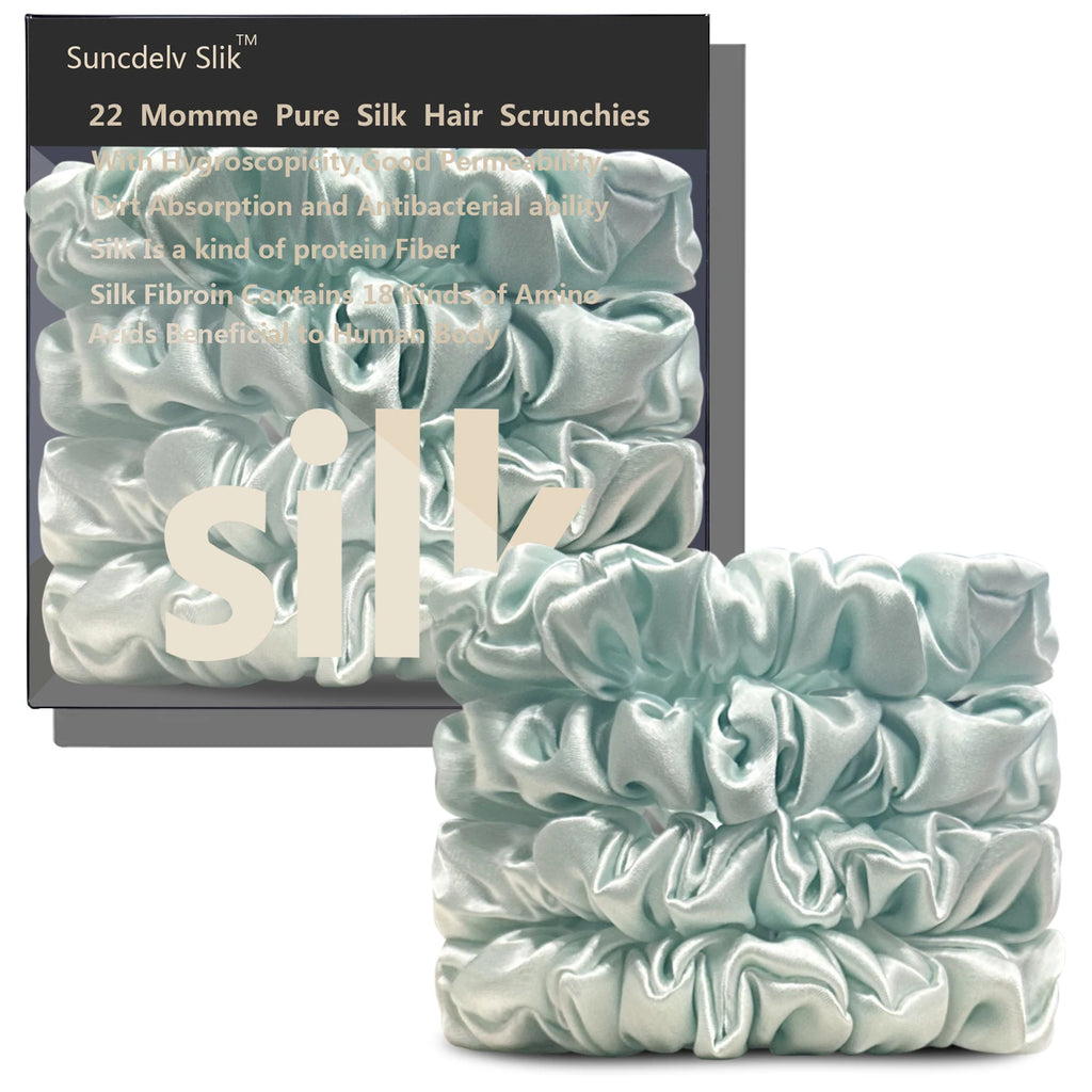100% Silk Scrunchies – Set of 4