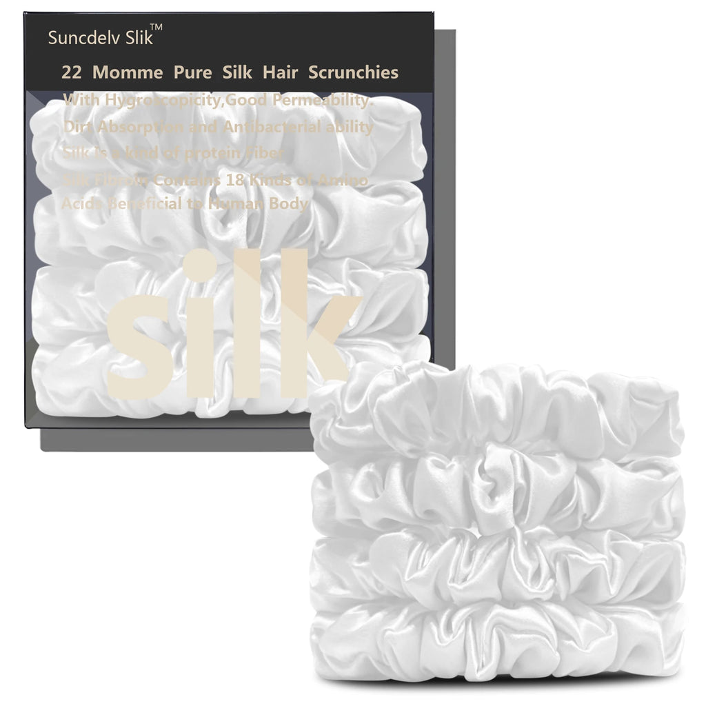 100% Silk Scrunchies – Set of 4
