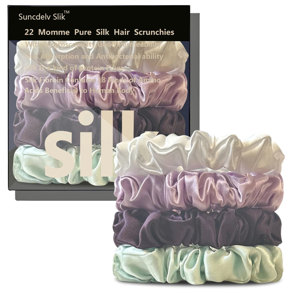 100% Silk Scrunchies – Set of 4