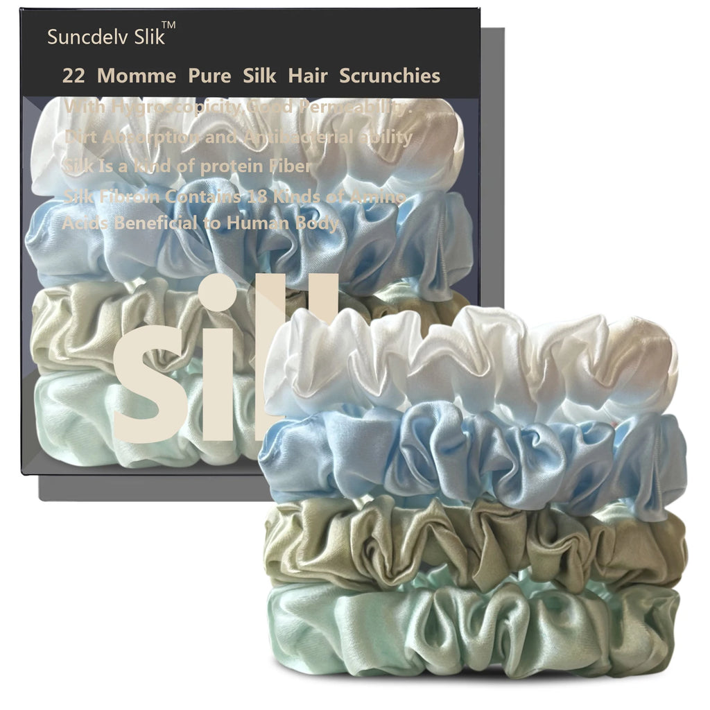 100% Silk Scrunchies – Set of 4