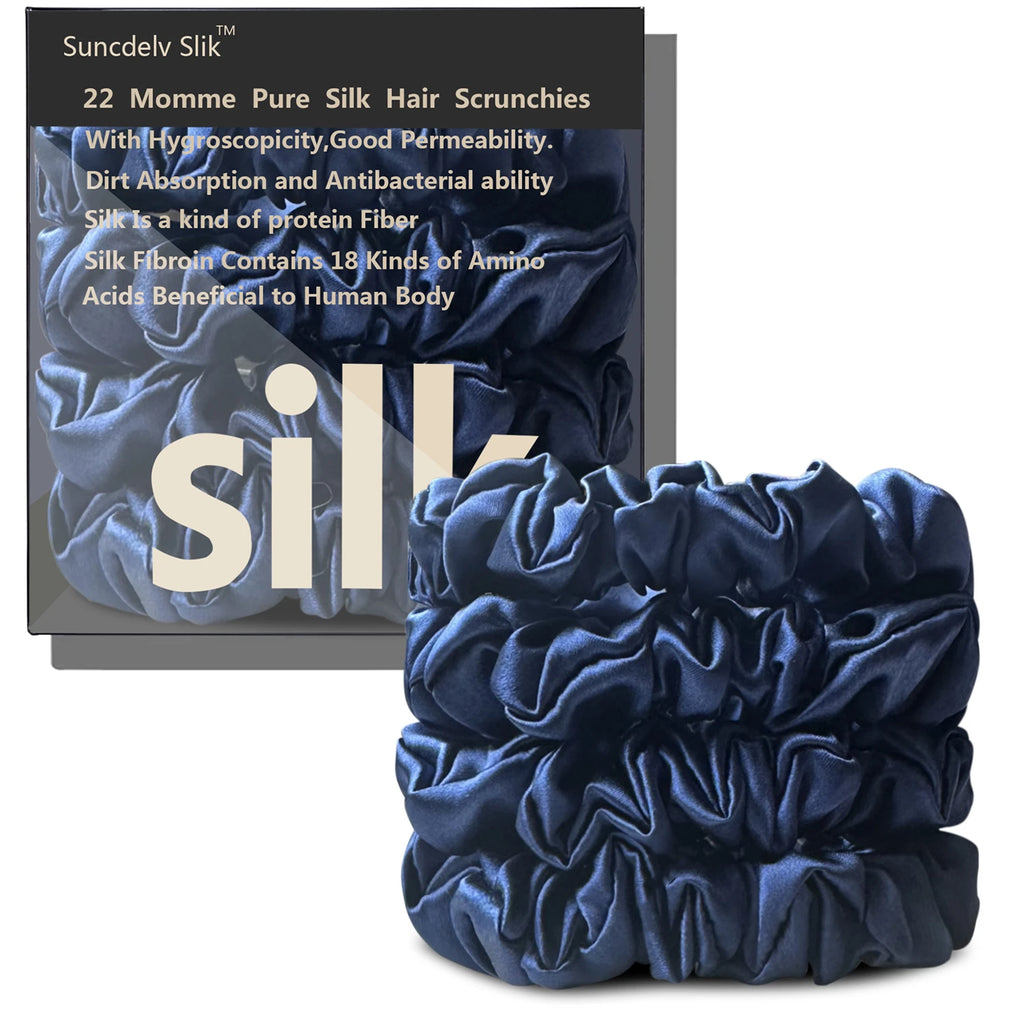 100% Silk Scrunchies – Set of 4