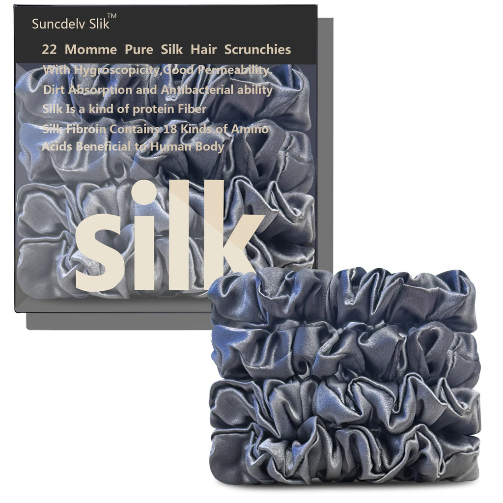 100% Silk Scrunchies – Set of 4