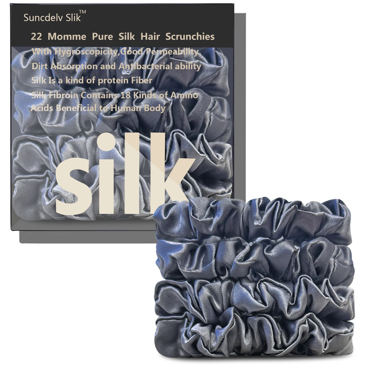 100% Silk Scrunchies – Set of 4