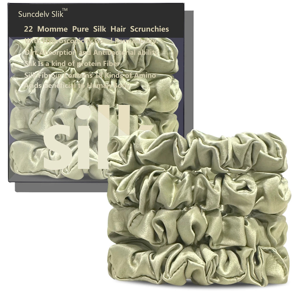 100% Silk Scrunchies – Set of 4