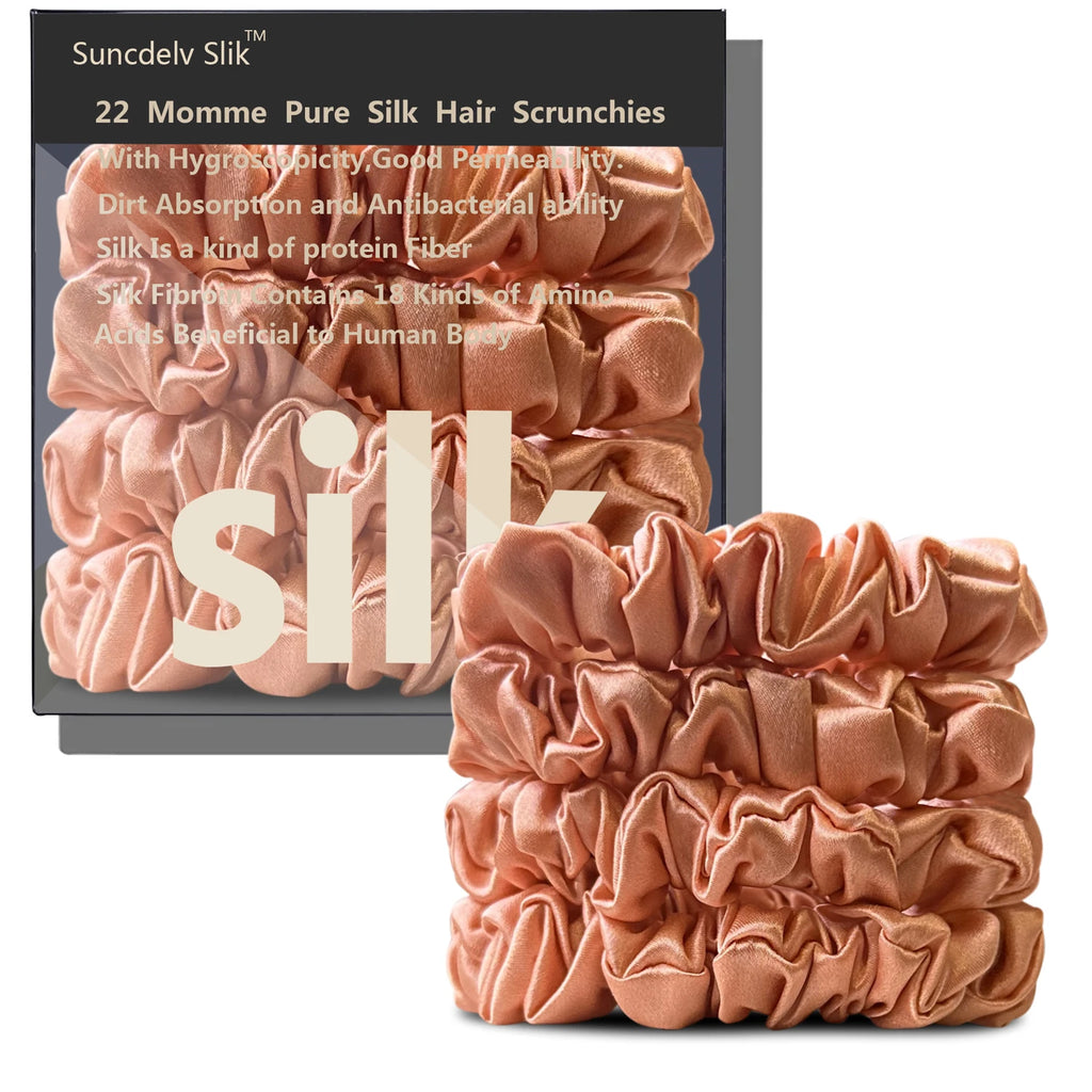 100% Silk Scrunchies – Set of 4