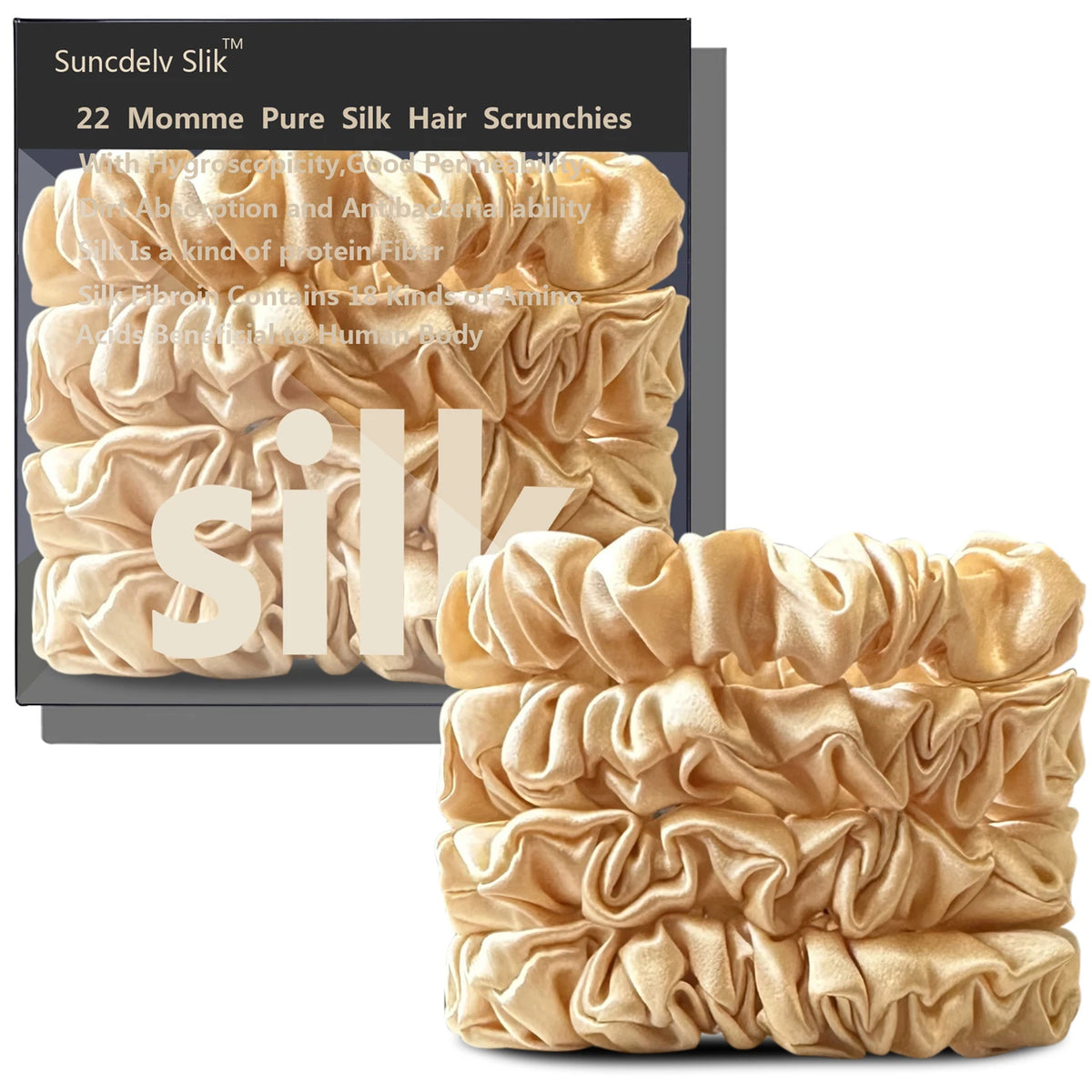 100% Silk Scrunchies – Set of 4
