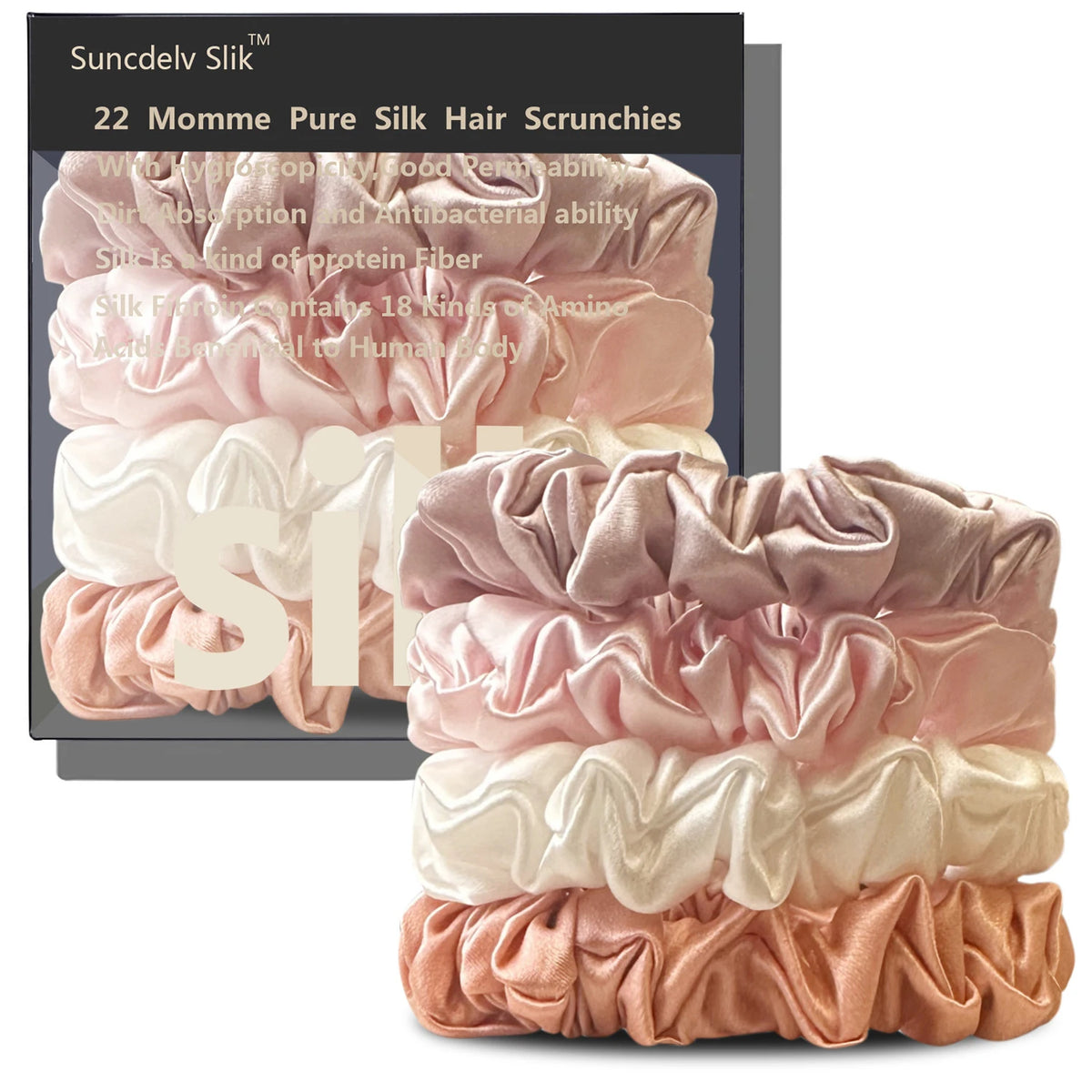 100% Silk Scrunchies – Set of 4