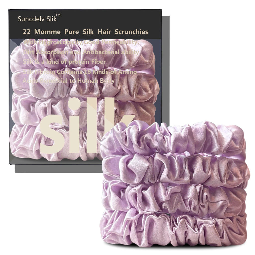 100% Silk Scrunchies – Set of 4