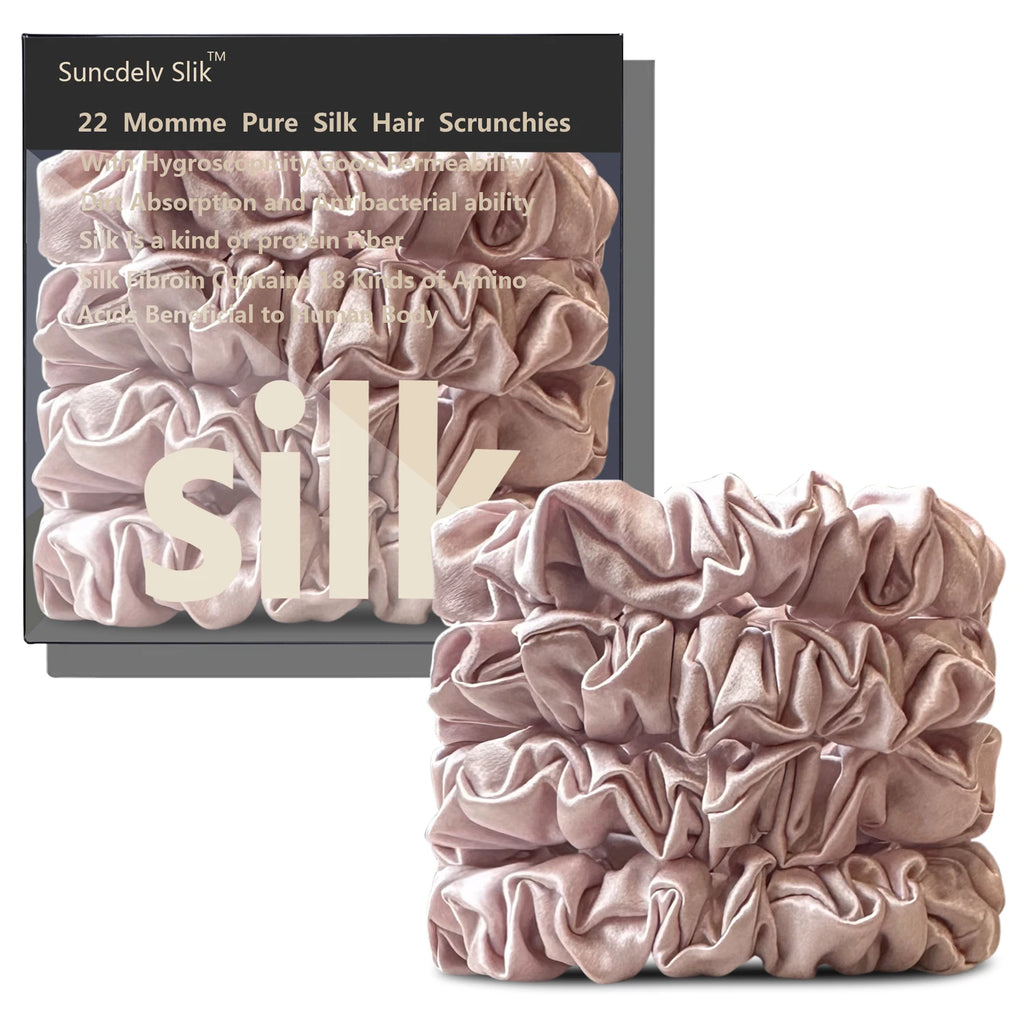 100% Silk Scrunchies – Set of 4