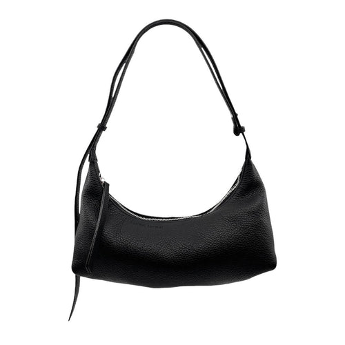 Black handbag on a white background