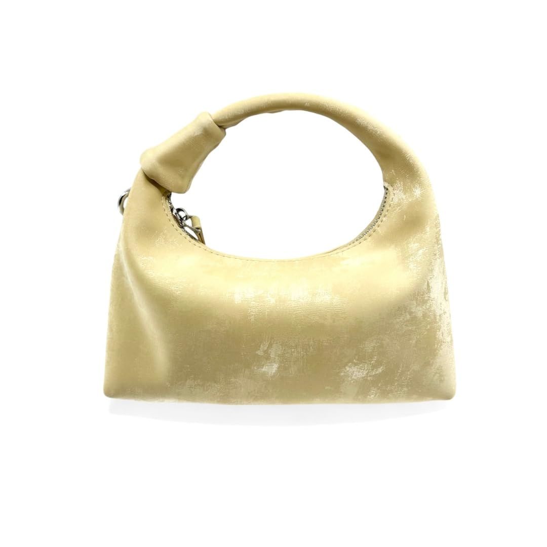 Golden yellow handbag on a white background