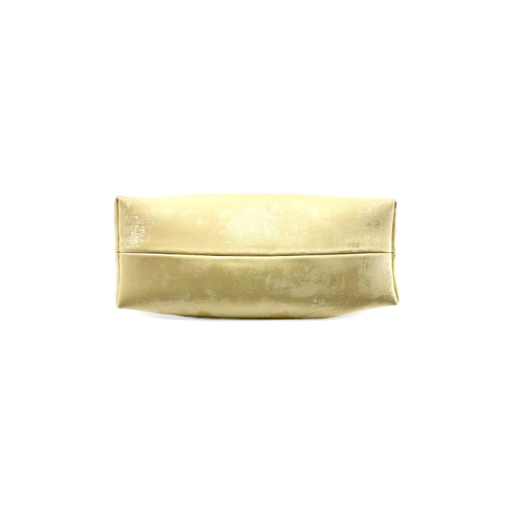 Golden yellow clutch bag on a white background