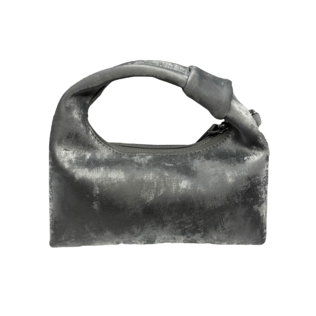Titanium handbag with a strap on a white background