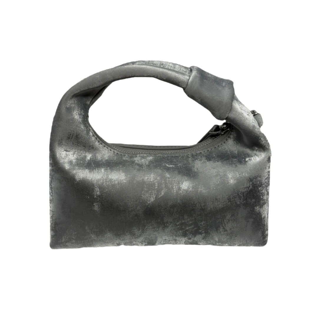 Titanium handbag with a strap on a white background