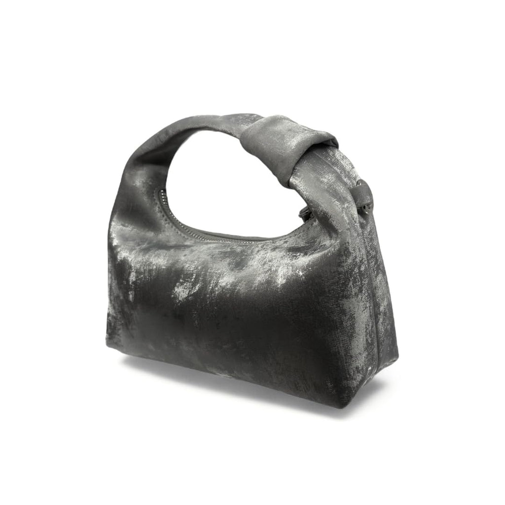 Titanium colored handbag on a white background