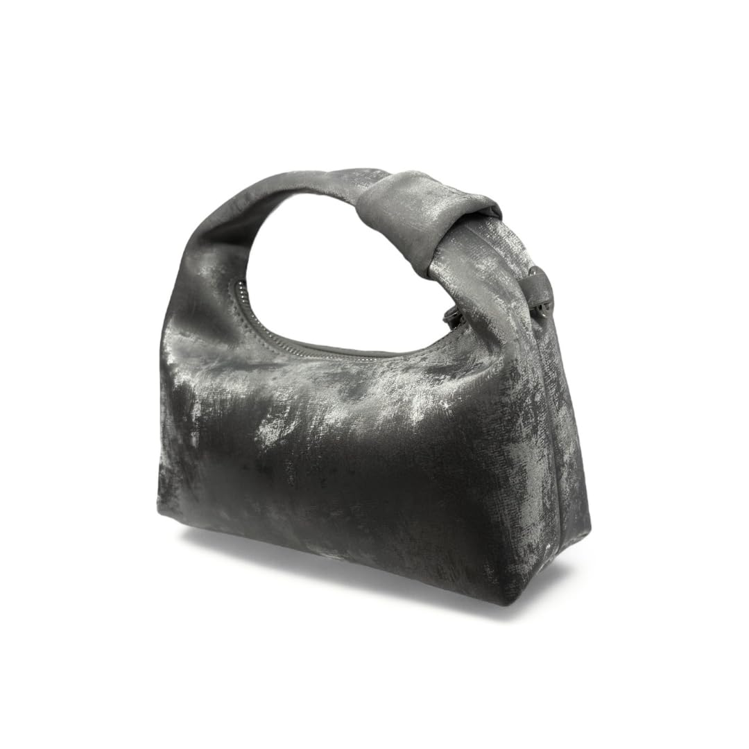 Titanium colored handbag on a white background