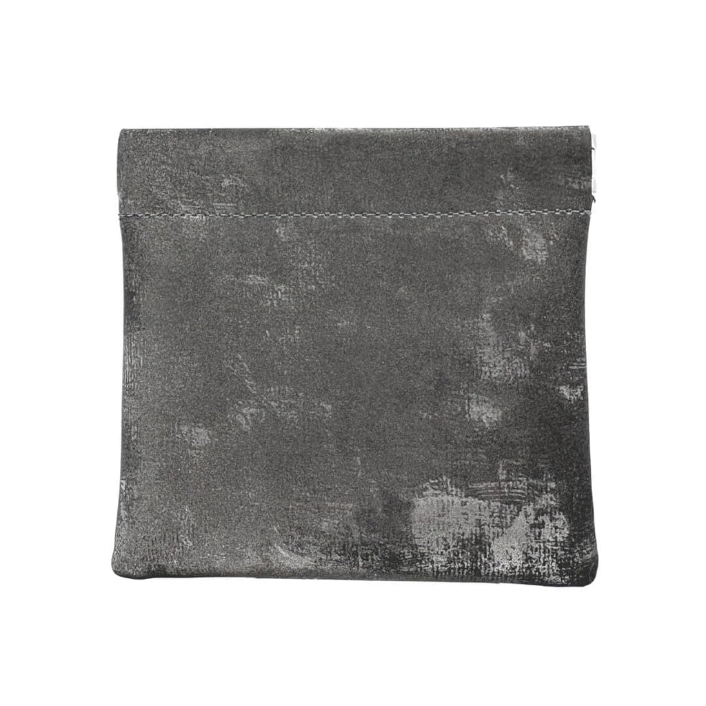 Titanium textured pouch on a white background